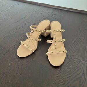 Gianni Bini Nude Heels with Gold Studs